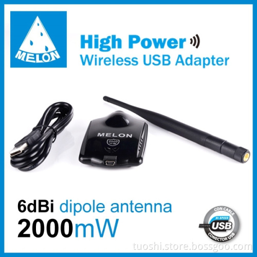 Melon 2000mW ralink wifi usb adapter 6dbi , 150Mbps Model N2000